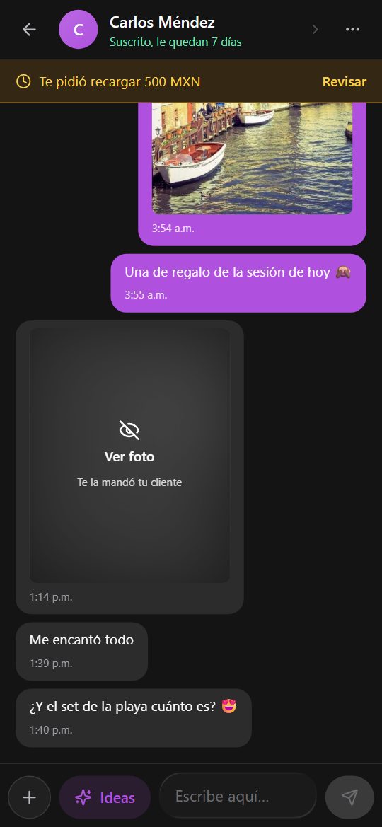 Tu panel, dentro de Telegram: Tus chats